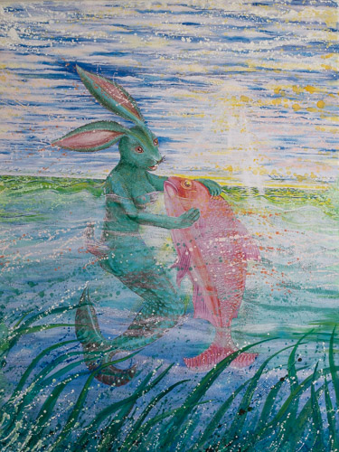 Die spielende See-Häsin, Gemälde von Petra Wenski-Hänisch, Foto: Nico Hänisch